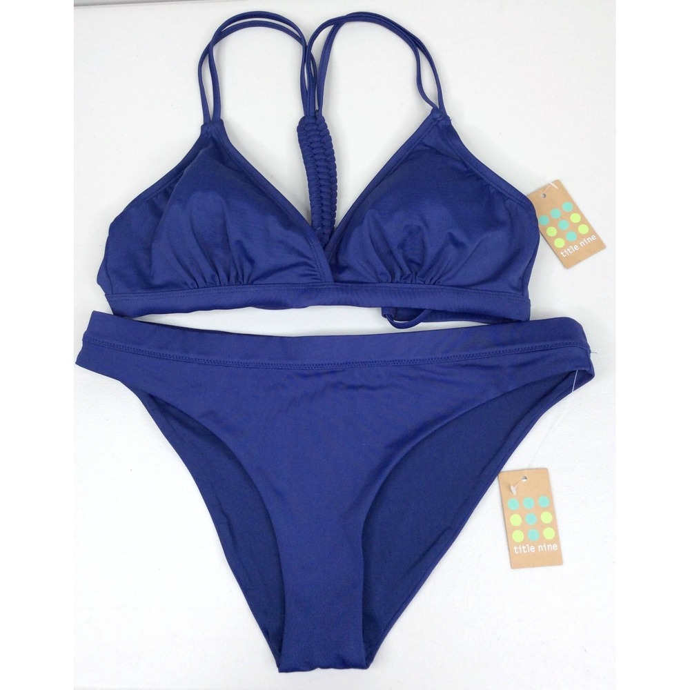 NWT Title Nine Impossible Bikini 2 PC Top Large & Bottom Medium Blue